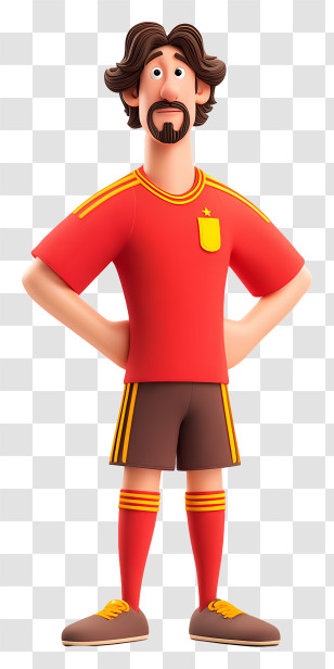 Spanish Footballer - Cartoon Soccer Player In Red Jersey Transparent PNG