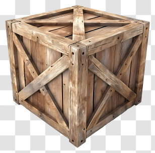 Cargo Wooden Box - Rustic Wooden Crate For Storage Transparent PNG