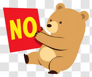 Bear Holding No Sign - Bear Holding NO Sign Transparent PNG