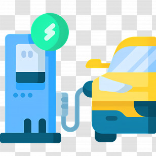 Electric Car - Electric Car Charging At A Station Transparent PNG