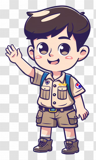 Baby Boy - Cartoon Boy In Scout Uniform Transparent PNG