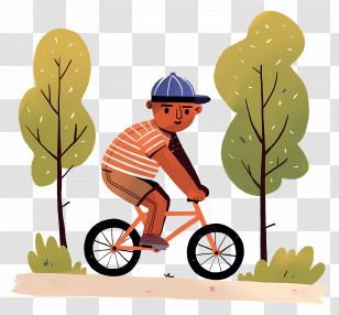 Boy Riding Bicycle - Boy On Bicycle In Nature Transparent PNG