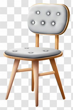 Chair - Wooden Chair With Cushion Transparent PNG