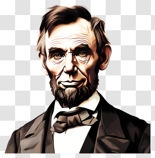 Flat Abraham Lincoln - Cartoon Style Historic Portrait Artwork Transparent PNG