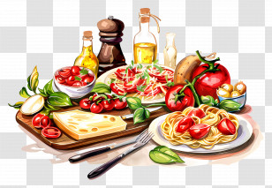Italian Cuisine - Italian Cuisine With Various Ingredients Transparent PNG