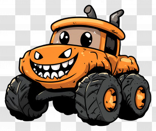 Halloween Monster Truck - Orange Cartoon Monster Truck Illustration Transparent PNG