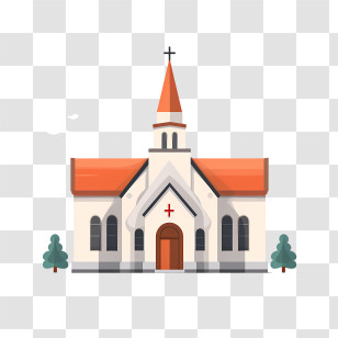 Church - Beautiful Church With Red Roof Transparent PNG