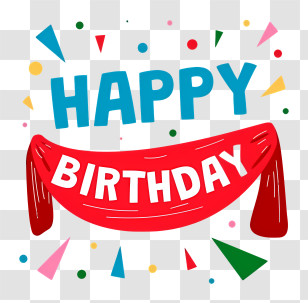 Birthday - Happy Birthday Banner With Confetti Transparent PNG