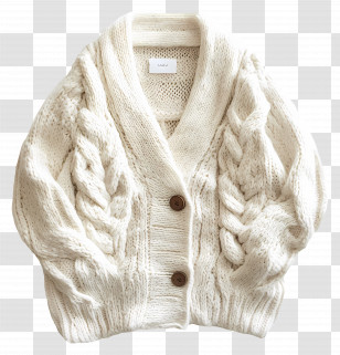 Cardigan - Chunky Cable Knit Cardigan For Cozy Winter Style Transparent PNG