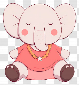 Cute Elephant - Cartoon Elephant In Pink Dress With Necklace Transparent PNG
