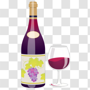 Red Wine - Wine Bottle And Glass Illustration Transparent PNG