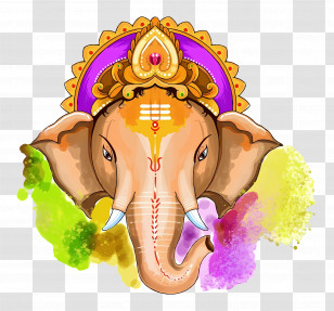 Ganesh Chaturthi - Decorative Elephant Head Transparent PNG