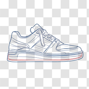 Sketch Sneakers - Line Art Illustration Of A Sneaker Transparent PNG