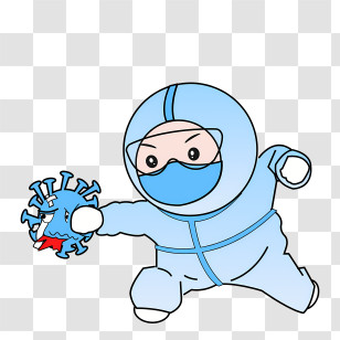 Cartoon Character - Fighter In Suit Punching Virus Transparent PNG