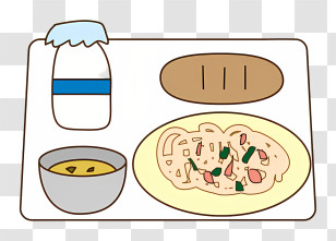 Cartoon - Illustration Of A Food Plate With Pasta And Bread Transparent PNG