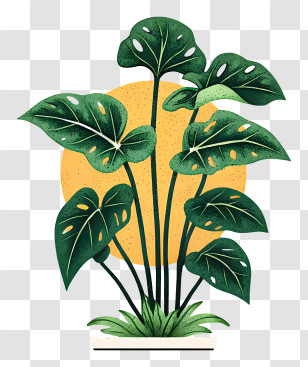Philodendron Xanadu - Green Plant With Yellow Background Transparent PNG