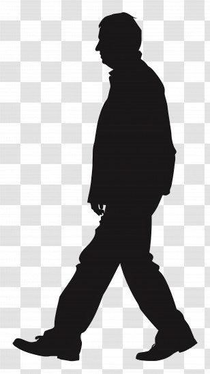 Walking Silhouette - Black Silhouette Of A Walking Man Transparent PNG
