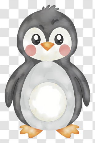 Cartoon - Adorable Watercolor Penguin Design Transparent PNG