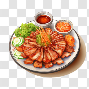 Korean Food
 - Grilled Meat Platter With Tasty Sides Transparent PNG