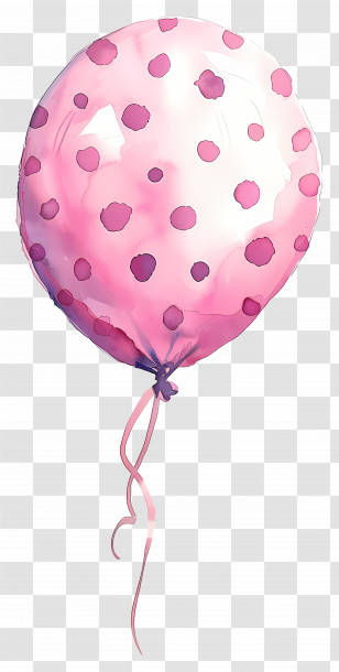 Single Balloon - Pink Polka-Dotted Balloon For Celebrations Transparent PNG