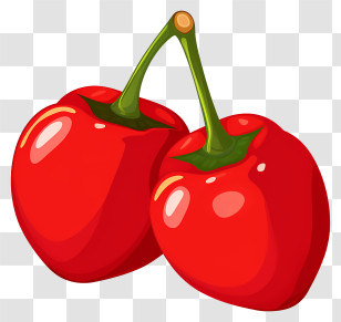 Cherries - Pair Of Juicy Red Cherries Transparent PNG