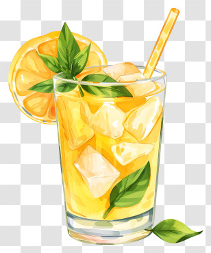 Aam Panna - Lemon Drink With Ice Cubes And Mint Illustration Transparent PNG