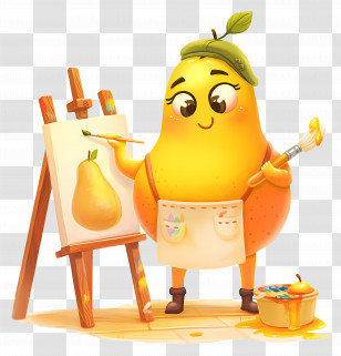 Cartoon Pear Painting - Creative Pear Artist Painting Transparent PNG