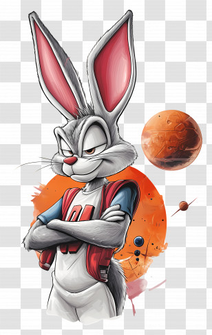 Bugs Bunny - Space Rabbit With Planets Transparent PNG