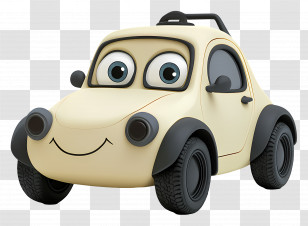 3d Car - Smiling Cartoon Car With Big Eyes Transparent PNG