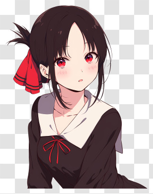 Kaguya Sama - Anime Girl With Red Eyes And Black Hair Transparent PNG