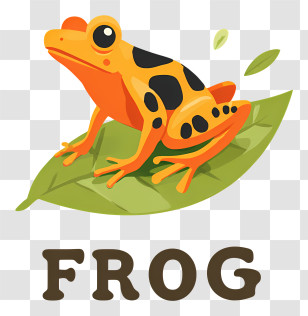 Frog Logo - Bright Orange Frog On Leaf Transparent PNG