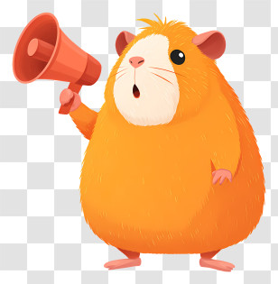 Guinea Pig Holding Megaphone - Cheerful Hamster With Megaphone Transparent PNG