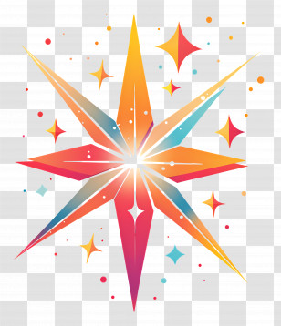 Glowing Star - Colorful Shining Star Transparent PNG