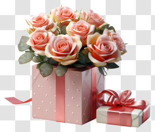 Gift Box - Beautiful Flower Bouquet In Gift Box Transparent PNG
