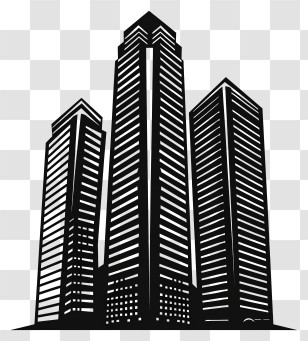 Building Silhouette - Silhouette Of Three Modern Skyscrapers Transparent PNG