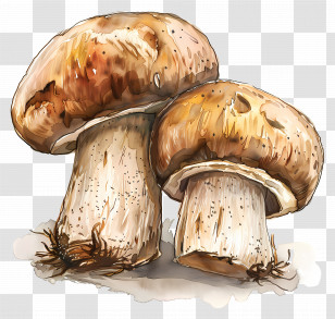 Porcini Mushroom - Mushrooms Illustration In Watercolor Style Transparent PNG