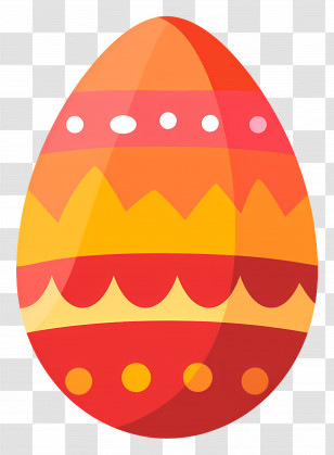 Easter Egg - Decorated Easter Egg In Red And Yellow Transparent PNG