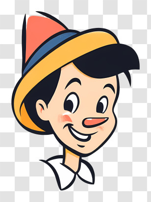 Pinocchio Logo - Cartoon Character With Hat Transparent PNG