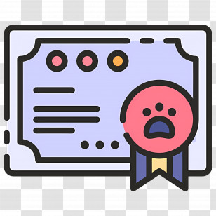 Certificate Of Merit - Certificate With Ribbon In Flat Cartoon Style Transparent PNG