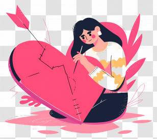 Woman Mending Broken Heart - Girl Mending Broken Heart Illustration Transparent PNG