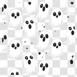 Ghosts Pattern - Spooky Cartoon Ghosts Pattern Transparent PNG
