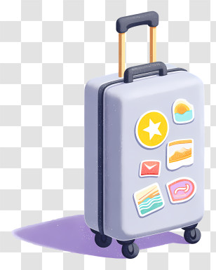 Rolling Suitcase - Stickered Light Gray Travel Suitcase Transparent PNG