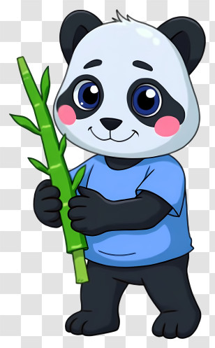 Cartoon Panda - Cartoon Panda With Bamboo Transparent PNG