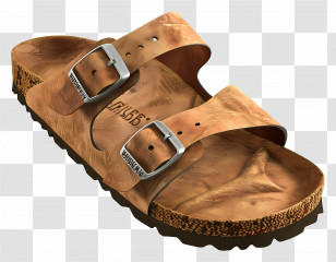 Birkenstock - Brown Leather Sandals With Buckles Transparent PNG