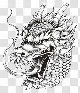 Dragon Tattoo - Dragon Head Tattoo Design Illustration Transparent PNG