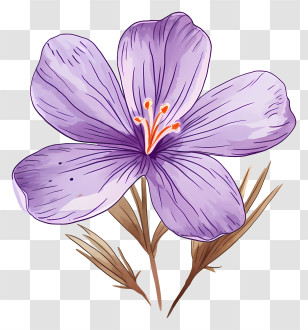 Purple Flower - Illustration Of A Purple Flower With Detailed Petals Transparent PNG