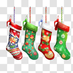Christmas Stockings
 - Colorful Christmas Stockings With Festive Patterns Transparent PNG
