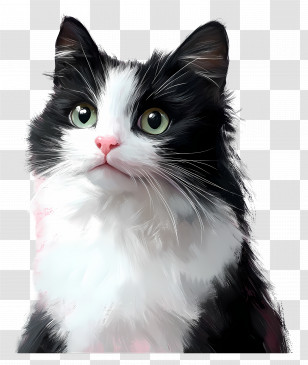 Lovely Cat - Black And White Fluffy Cat Transparent PNG