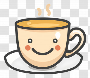 Coffee Kawaii - Cheerful Cartoon Mug Illustration Transparent PNG