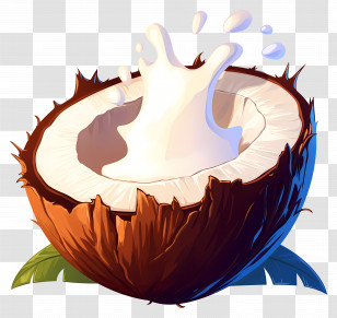 Coconut Milk Splash - Coconut With Splashing Milk Transparent PNG